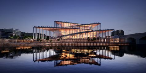 bjarke ingels unveils final design for vltava philharmonic hall in prague Bjarke Ingels Group, Multipurpose Hall, Zen House, House On Stilts, Olafur Eliasson, Bjarke Ingels, Architectural Competition, Kengo Kuma, Areas Verdes