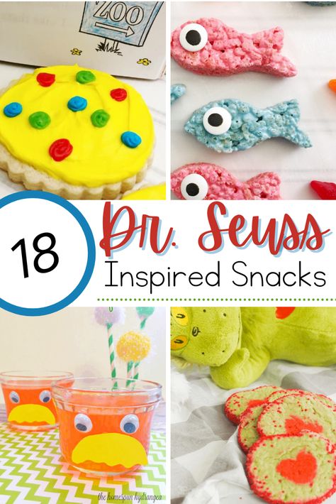 Dr Seuss Treats For Kids, Dr Suess Snacks For Kids Food Ideas, Dr Seuss Snacks For Kids, Dr Seuss Inspired Food, Dr Seuss Snacks For School Classroom, Fox In Socks Snack, Dr Seuss Party Food, Dr Seuss Treats For School, Dr Seuss Snacks For School