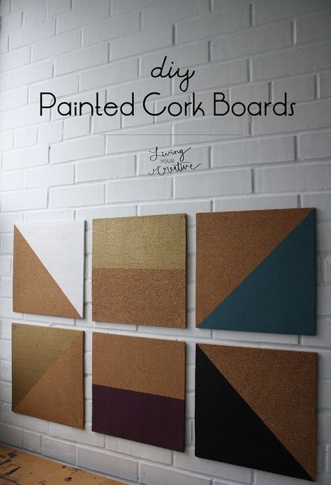 Organize in style with these #DIY Painted Cork Boards from Living YOUR Creative!: Paint Cork Board, Painted Cork Board, Paint Cork, Cork Wall Tiles, Cork Board Wall, Diy Cork Board, Diy Bulletin Board, Jewerly Organizer, Cork Tiles