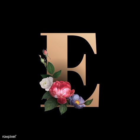 Classic and elegant floral alphabet font letter E vector | free image by rawpixel.com Alphabet Font, Floral Alphabet, Letter E, Elegant Floral, Premium Vector, Alphabet, Floral, Design