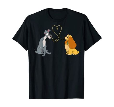 Lady And Tramp, Baseball Shirts For Moms, Disney Lady And The Tramp, Lady And The Tramp, Graphic Artwork, Disney Ladies, Couple Outfits, Disney Shirts, Branded T Shirts