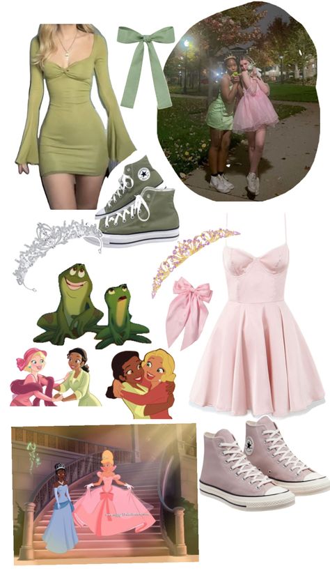 Duo Halloween costume Matching Cute Halloween Costumes, Costumes For Best Friends Duo, Princess And The Frog Duo Costume, Tiana And Charlotte Inspired Outfits, Cute Halloween Duos Costumes, 2 People Matching Halloween Costumes, Halloween Dynamic Duo Costumes, Halloween Costumes Duo Sisters, Duo Halloween Costumes Characters