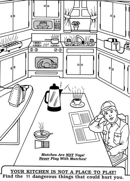 Fire Safety Coloring Pages Kitchen Safety Worksheets, Fire Safety Worksheets, Safety Worksheets, Teaching Safety, Fire Safety For Kids, Fire Safety Activities, Safety Crafts, Life Skills Lessons, Life Skills Classroom