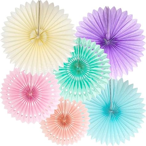 Amazon.com: ANSOMO Pastel Rainbow Paper Fans Party Decorations Colorful Ice Cream Easter Macaron Wall Hanging Light Pink Blue Purple Mint Peach Ivory Décor Birthday Wedding Bridal Baby Shower Classroom Supplies : Home & Kitchen Ivory Decor, Rainbow Party Supplies, Rainbow Party Decorations, Wall Hanging Lights, Colorful Ice Cream, Tissue Pom Poms, Photos Booth, Rainbow Paper, Colorful Birthday