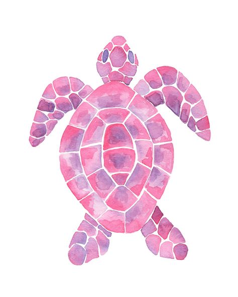 Turtle Room Decor Bedroom Ideas, Pink Beach Art, Pink Sea Turtle, Sea Stickers, Coastal Pink, Watercolor Sea Turtle, Ocean Bedroom, Pink Turtle, Bedroom Coastal