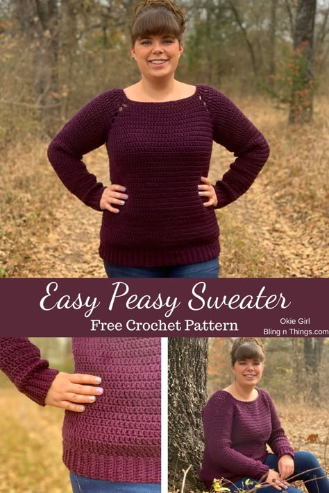 Easy Crochet Raglan Sweater, Crochet Sweaters Women Pattern, Raglan Sweater Crochet Pattern, Crochet Sweaters Women Pattern Free, Beginner Crochet Sweater Pattern Free, Crochet Raglan Sweater Pattern Free, Top Down Crochet Sweater Pattern, Easy Crochet Sweater Pattern Free, Crochet Raglan Sweater