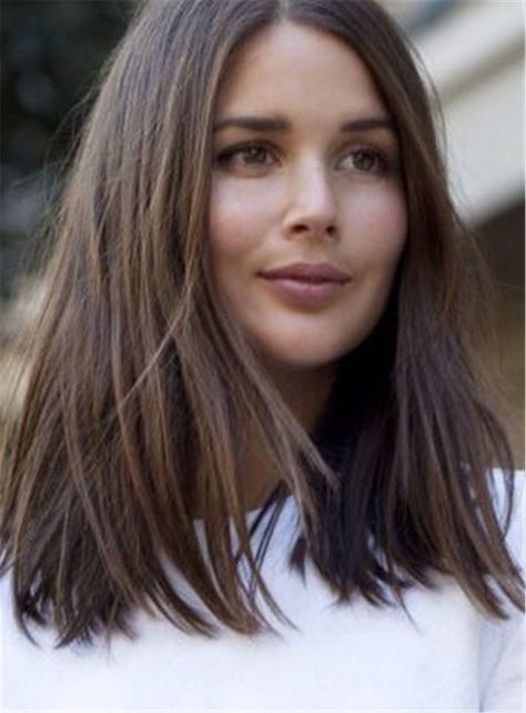 Blunt cut Mid-length Straight Black Lace Front Human Hair Wig Kadeřnické Trendy, Fesyen Rambut, Haircut Styles, Wavy Hairstyles, Hair 2018, Short Straight Hair, Long Brown Hair, Penteado Cabelo Curto, 짧은 머리