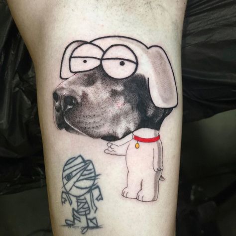 Mat Rule Brian Griffin dog Tattoo Griffin Dog, Tatto Designs, Griffin Tattoo, Brian Griffin, Rip Tattoo, Celebrity Fashion Fails, Surreal Tattoo, Cartoon Tattoo, Sticker Tattoo