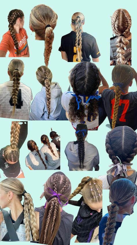 sports hairstylesss Tennis Hair, Cute Sporty Hairstyles, Cute Volleyball Hairstyles, Soccer Hairstyles, Soccer Hair, Basketball Hairstyles, Softball Hairstyles, Hairstyle Examples, Highlights Curly Hair