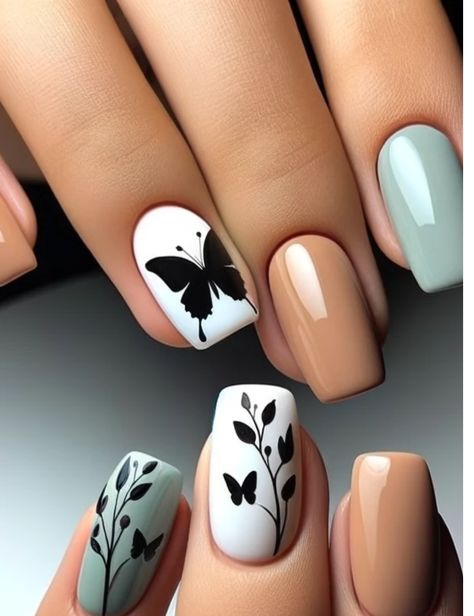 47 Butterfly Nails That'll Have Your Heart Fluttering | Nails Flowers, Butterfly Nail Designs, Nails Dip, Nails Brown, Watermelon Nails, Butterfly Nail Art, Cute Spring Nails, Pink Nail Art, Nails Spring