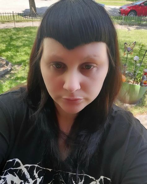 No makeup face cause I probably will never get my v bangs this perfect again so I had to get a pic 🖤🖤 #vbangs #vampirebangs #gothhairideas #gothhairstyle #gothhair #gothic #gothgirl #gothsofinstagram #fyp V Bangs, Goth Hair, No Makeup, Cut Hair, Makeup Face, A Pic, Bangs, Hair Cuts, Collage