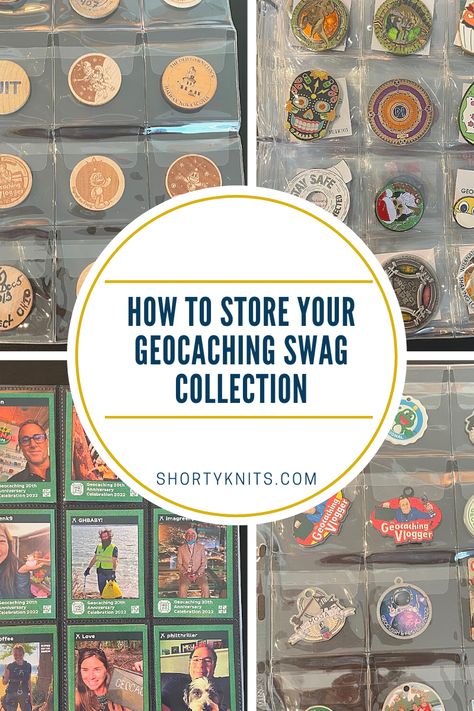 Geocaching Trackables, Geocaching Swag, Geocache Swag, My Bookshelf, Swag Ideas, How To Store, Geocaching, Anniversary Celebration, My Collection