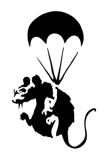 rat with parachute 1 Banksy Rat Stencil, Cool Stencils Graffiti, Stencil Graffiti Art, Rat Stencil, Silhouette Arte, Banksy Rat, Banksy Stencil, Graffiti Stencil, Banksy Artwork