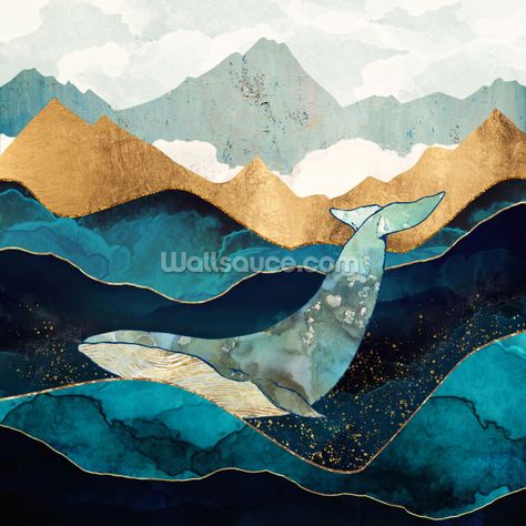 A Whale, Blue Whale, In The Ocean, The Ocean, Canvas, Blue, Art