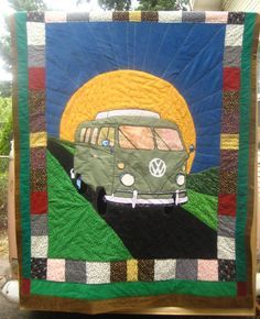 Car Quilt, Vw Accessories, Vw Ideas, Vw Art, Hippie Bus, Combi Volkswagen, Vw T6, Free Motion Quilt Designs, Quilting Templates