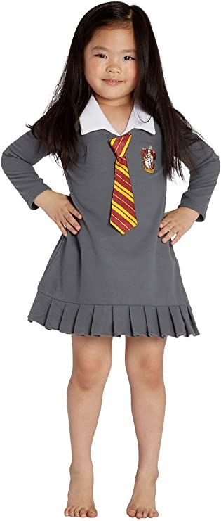 Amazon.com: HARRY POTTER "Hermione Granger Gryffindor ToddlerUniform Tie Pajama Gown, Gray, 2T : Clothing, Shoes & Jewelry Pajama Gown, Gryffindor Costume, House Costume, Harry Potter Pyjamas, Harry Potter Clothing, Harry Potter Theme Birthday, Halloween Makeup Costumes, Hogwarts Uniform, Gryffindor House