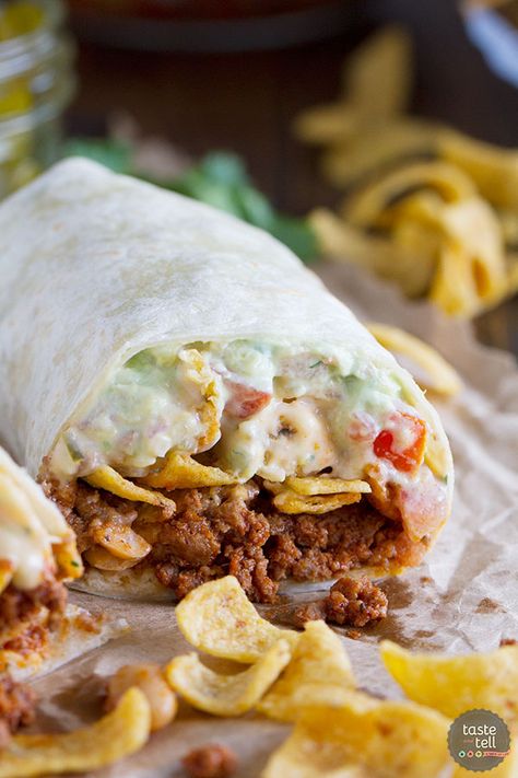 Good Burrito Recipe, Easy Burrito Recipe, Best Burrito, Taste And Tell, Frito Pie, Sweet Pork, Avocado Cream, Burritos Recipe, Dinners To Make