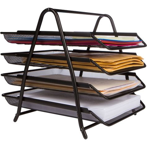 Amazon.com: 4-Letter Tray Office Desk Organizer, Black: Office Products Folder Organizer, Desk Organizer Tray, Office Desk Organizer, Office Stationary, Folder Organization, Letter Tray, Desk Tray, Desk Organization Office, Bedroom Renovation