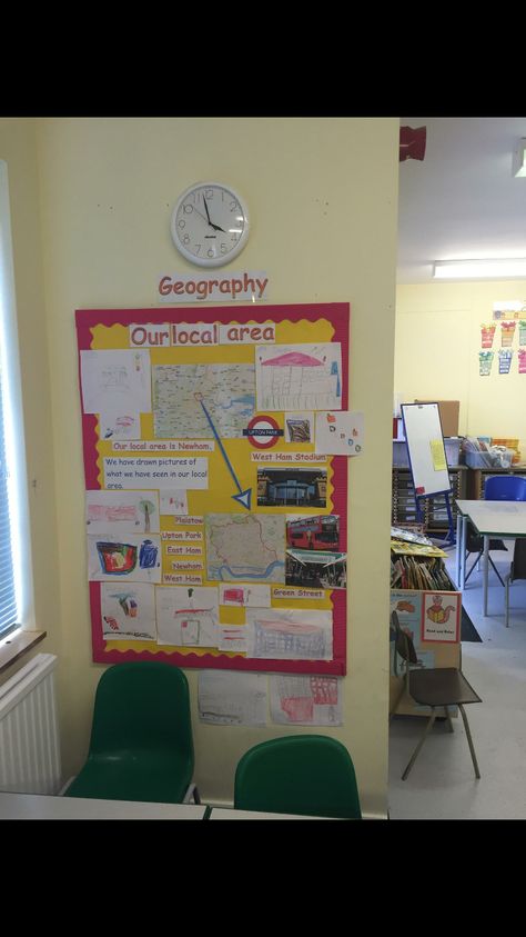 Geography ks1 display our local area. Newham My Local Area Ks1, Human And Physical Geography Ks1, Our Local Area Eyfs, Geography Eyfs, Geography Room, Geography Display, Esol Worksheets, Classroom Values, Eyfs Displays