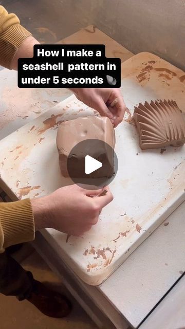 Wave Pottery, Ocean Ceramics, Clay Seashell, Shell Pottery, Ocean Pottery, Ceramics Videos, Shell Texture, Seashell Pattern, Ceramic Shell