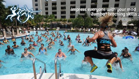 Enjoy the vacation while hosting Zumba parties, ahem...classes, to resort guests while you and the fam enjoy luxury vacation. FitBodiesInc.com Aqua Exercises, Aqua Zumba, Pool Workouts, Swimming Pool Exercises, Water Workouts, Aqua Aerobics, Pool Exercises, Recreational Therapy, Zumba Party