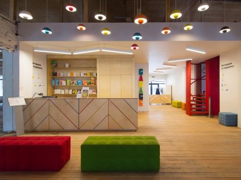 Garage CCC Education Center / FORM Bureau - Moscow, Russia Preschool Reception, School Reception, Kindergarten Interior, Shigeru Ban, Design Club, Kindergarten Design, School Interior, Flexible Space, Childcare Center