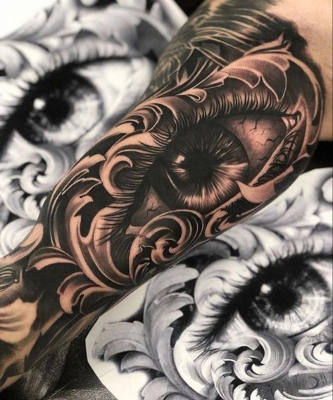 Inside Bicep Tattoo, Match Tattoo, Realistic Eye Tattoo, Inside Of Arm Tattoo, Leg Sleeve Tattoos, Bicep Tattoo Men, Inner Bicep Tattoo, Filigree Tattoo, Tattoo Thigh