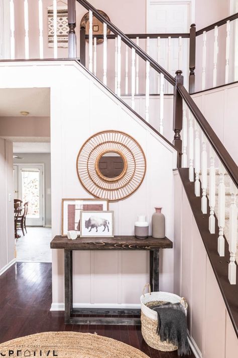 SW White Truffle White Truffle Paint, Foyer Makeover, Sherwin Williams White, Gathering Room, Painted Stairs, White Truffle, Big Girl Rooms, Living Room Colors, Living Room Style