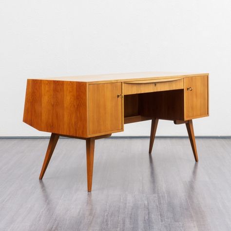 1950s Desk, Working Space, Table Desk, Credenza, Table Design, Vintage Design, Office Desk, Vintage Designs, Walnut