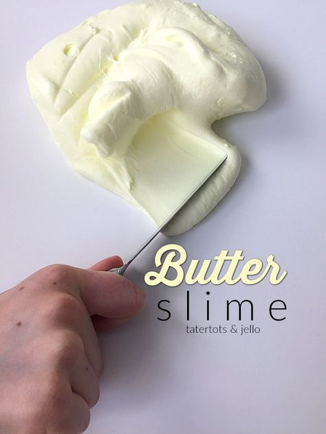 Make 3-ingredient Butter Slime, It's slime with a softer, buttery consistency. Your kids will love making and playing with Butter Slime! Butter Slime Without Clay, Puffy Slime Recipe, Puffy Slime, Butter Slime Recipe, Borax Free Slime, Edible Slime Recipe, Homemade Slime Recipe, Edible Slime, Easy Slime Recipe