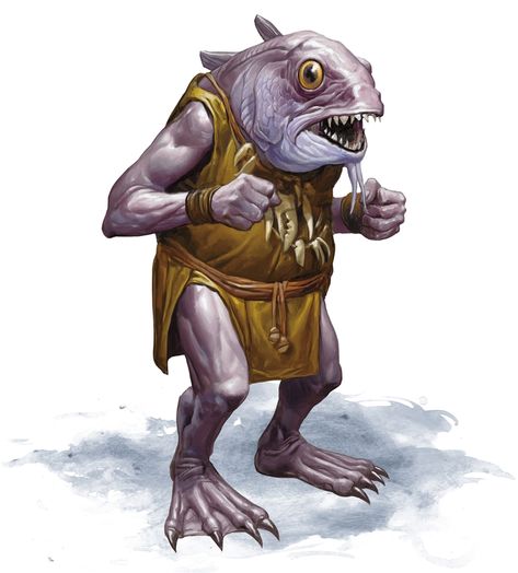 Monsters for Dungeons & Dragons (D&D) Fifth Edition (5e) - D&D Beyond Kuo Toa, D D Monsters, Forgotten Realms, Fantasy Races, Dungeons And Dragons Characters, Fantasy Monster, Creature Feature, Wow Art, Fantasy Rpg