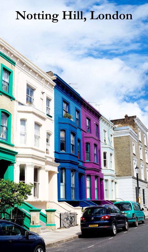 A guide to visiting the most colourful streets in London, in the Notting Hill area. Colorful Houses, Notting Hill, England Travel, Travel Experience, House Colors, Photography Tips, Europe Travel, Places Ive Been, In London