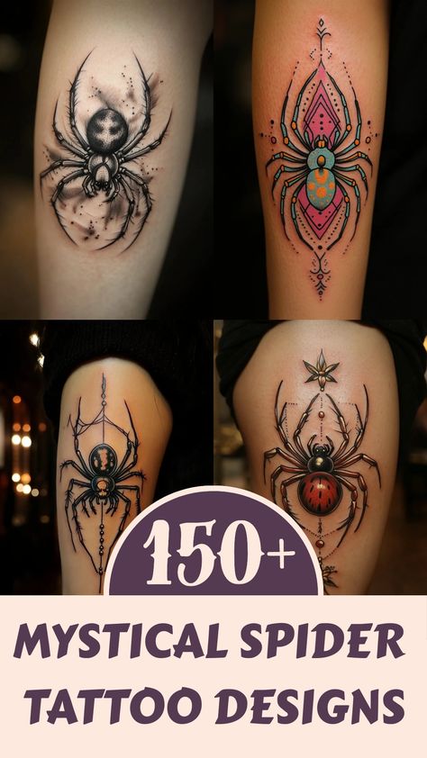 Discover the mystique and allure of spider tattoos for women with our captivating collection featuring elegant black widow tattoo designs. Unleash your inner strength and independence with a spider tattoo that symbolizes power and resilience. Whether you're drawn to the intricate web patterns or the symbolism of transformation, a black widow tattoo is a sophisticated choice for those who embrace their fierce femininity. Dive into the world of arachnid-inspired body art and let your skin tell a s Spider Tattoo For Women Shoulder, Japanese Spider Tattoo, Pretty Spider Tattoos For Women, Black Widow Spider Tattoo Design, Black Widow Tattoo Design, Spider Theme Tattoo, Female Black Widow Spider Tattoo, Spiders Tattoo, Spooky Flash