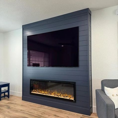 14 Ideas for How to Decorate a TV Wall | Family Handyman Tv On Wall With Fire Underneath, Vertical Panel Fireplace, Fireplace Tv Wall Playstation, Diy Faux Fireplace Tv Wall, How To Build Tv Wall Unit, Diy Wall Fireplace And Tv, Decoration Behind Tv, 75” Tv Wall, Tv Inset In Wall