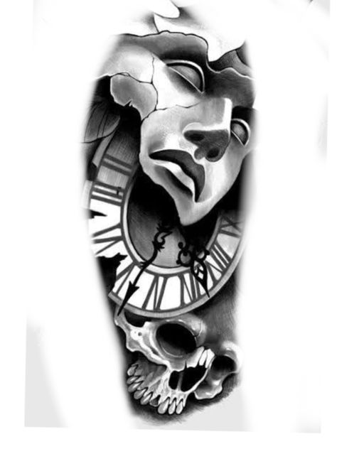 Realism Tattoo Stencil, Clocks Tattoo, Black And Gray Tattoo Design, 47 Tattoo, Hamsa Tattoo Design, Evil Skull Tattoo, Tattoo Design Tattoo, Hamsa Tattoo, Black White Tattoos