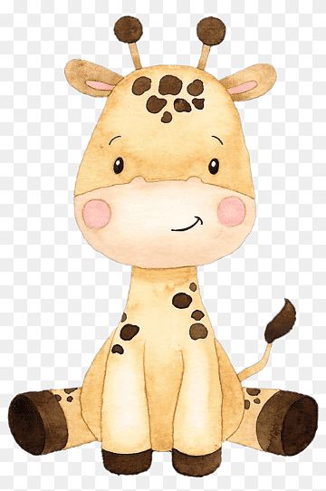 Cute Giraffe Clipart, Safari Cartoon Animals, Cute Safari Animals Clipart, Giraffe Cake Topper Printable, Watercolor Cartoon Animals, Animal Png Cartoon, Baby Giraffe Drawing, Safari Baby Png, Cute Giraffe Illustration