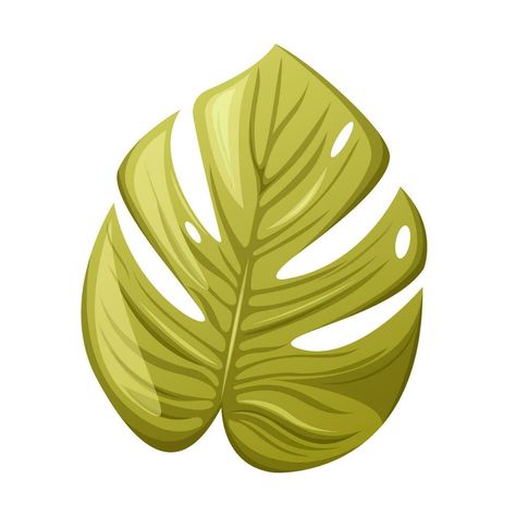 Tropical monstera leaf, cartoon style, trendy vector illustration Monstera Clipart, Leaf Cartoon, Tree Saw, Heart Tree, Cityscape Photos, Logo Banners, Nature Backgrounds, Heart With Arrow, Monstera Leaf