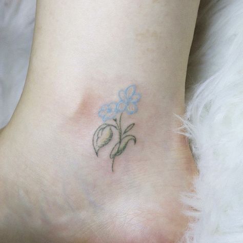 Light Blue Tattoo, Blue Flower Tattoos, Yellow Tattoo, Self Love Tattoo, Daisy Tattoo, Blue Tattoo, Cute Tiny Tattoos, Discreet Tattoos, Subtle Tattoos