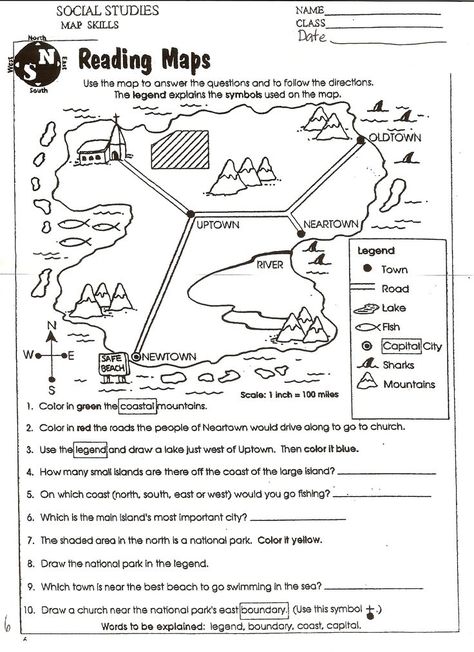 Social Studies Maps, Map Skills Worksheets, 6th Grade Worksheets, Third Grade Social Studies, 3rd Grade Social Studies, Geography Worksheets, History Worksheets, Kindergarten Social Studies, 4th Grade Social Studies