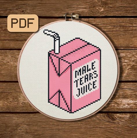 Male Tears, Feminist Cross Stitch, Logo Maker Free, Etsy Logo, Funny Cross Stitch, Xstitch Patterns, Funny Cross Stitch Patterns, Subversive Cross Stitch, Easy Stitch