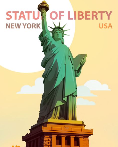 Let freedom ring! 🗽✨ This stunning poster of the Statue of Liberty brings the essence of New York City and the spirit of freedom into your home. A must-have for anyone inspired by the beauty and significance of Lady Liberty. #StatueOfLiberty #NYC #Freedom #HomeDecor #IconicLandmarks #ArtPrint #Wanderlust #HomeDecor #AdventureAwaits #minimalist #illustration #digitalillustration #sightseeing #inspiration #illustragram #creative #decor #unique #artgallery #homedecor #design Lady Liberty Illustration, Statue Of Liberty Illustration, Liberty New York, Minimalist Illustration, The Statue Of Liberty, Let Freedom Ring, Animal Illustrations, Lady Liberty, Iconic Landmarks