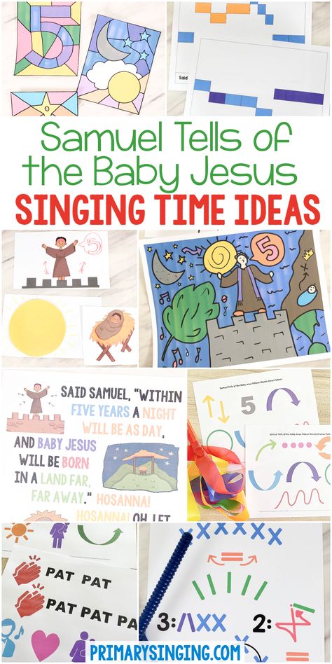 Christmas Primary Singing Time, Samuel Tells Of Baby Jesus Singing Time, Picture A Christmas Singing Time, Primary Music Ideas Singing Time, Christmas Primary, Rhythm Sticks, Singing Time Ideas, Lds Primary Singing Time, Primary Chorister