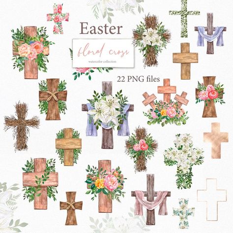 Happy Easter Clipart, Watercolor Floral Wreath, Religious Wreath, Watercolour Florals, Spring Floral Wreath, Spring Watercolor, Wreath Clipart, Floral Wreath Watercolor, Easter Images