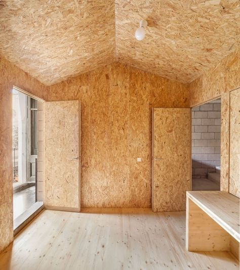 Osb Plywood, Plywood House, Gym Design Interior, Shed Makeover, Plywood Interior, Wood Interior Design, Plywood Cabinets, Garage Interior, Row House