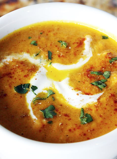 Scrumpdillyicious: Moroccan Carrot & Red Lentil Soup with Harissa Moroccan Carrot, Moroccan Carrots, Red Lentils, Red Lentil Soup, Moroccan Food, Red Lentil, Lentil Soup, Kitchen Witch, Delicious Soup