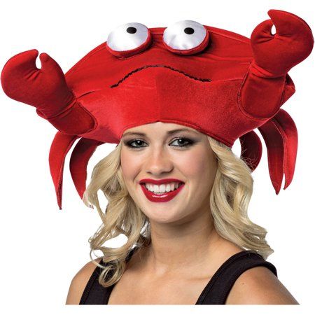 Crab Hat Adult Halloween Accessory, Size: One size, Red Crab Hat, Seafood Party, Red Crab, Fantasy Fest, Whimsical Accessories, Funny Hats, Funny Costumes, Googly Eyes, Costume Hats