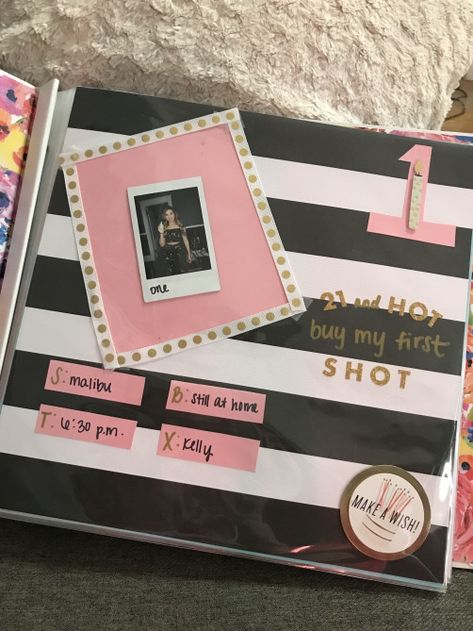 shot book page 21st birthday page 1 shot book ideas page one #21stbirthday #21st #birthday #shot #book Shot Book Page Ideas, 21st Shot Book, 21st Birthday Shot Book, Shot Book, 21st Bday Ideas, Birthday Shots, 21st Birthday Decorations, Scrapbook Collection, Page One