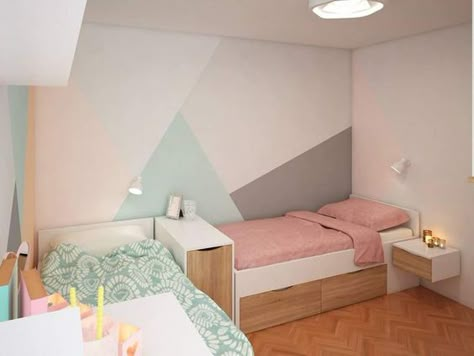 Shared Room Corner Beds, Siblings Room Ideas Shared Bedrooms, Siblings Room Ideas, Mom And Daughter Shared Bedroom Ideas, Siblings Room, Twin Beds Guest Room, Box Room Bedroom Ideas, Boy And Girl Shared Bedroom, Bad Room Design