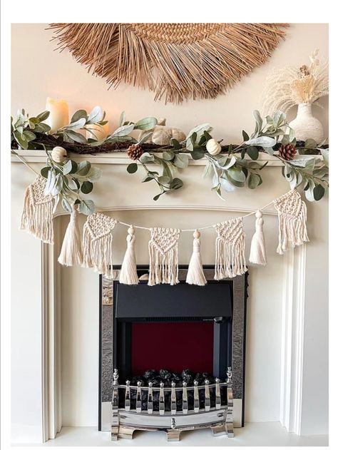 Ramadan Macrame, Macrame Garland Diy, Macrame Banner, Boho Garland, Garland Home Decor, Christmas Macrame, Macrame Garland, Boho Christmas Decor, Christmas Fireplace Decor