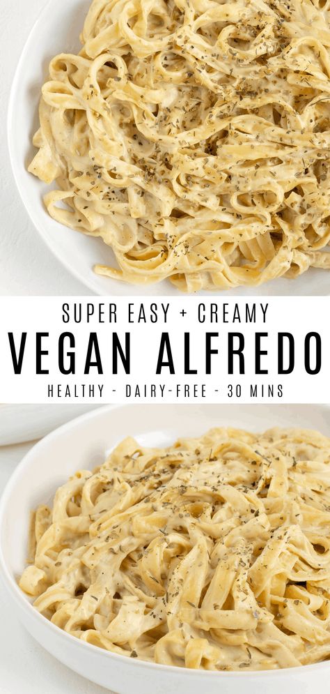 Fettuccine Alfredo Pasta, Vegan Fettuccine, Vegan Fettuccine Alfredo, Dairy Free Alfredo Sauce, Alfredo Sauce Recipe Easy, Vegan Pasta Dish, Nutritional Yeast Recipes, Vegan Alfredo, Resep Pasta